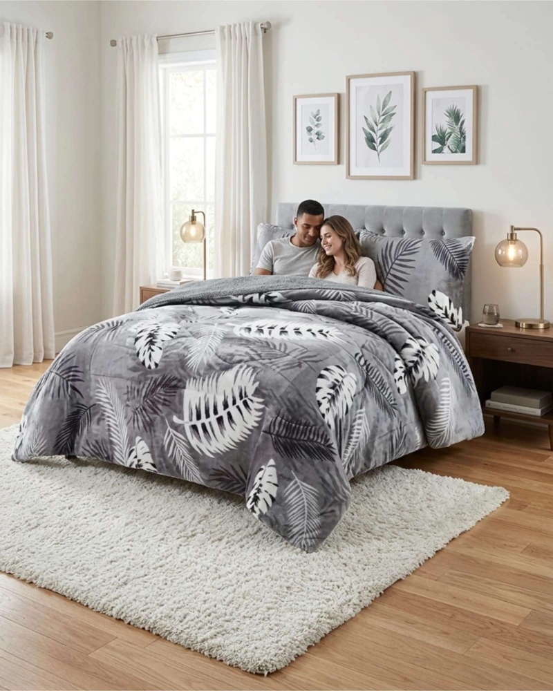 CUBRECAMAS SHERPA 2 PLAZAS PLUSH ULTRA SUAVE DE LUJO - 1