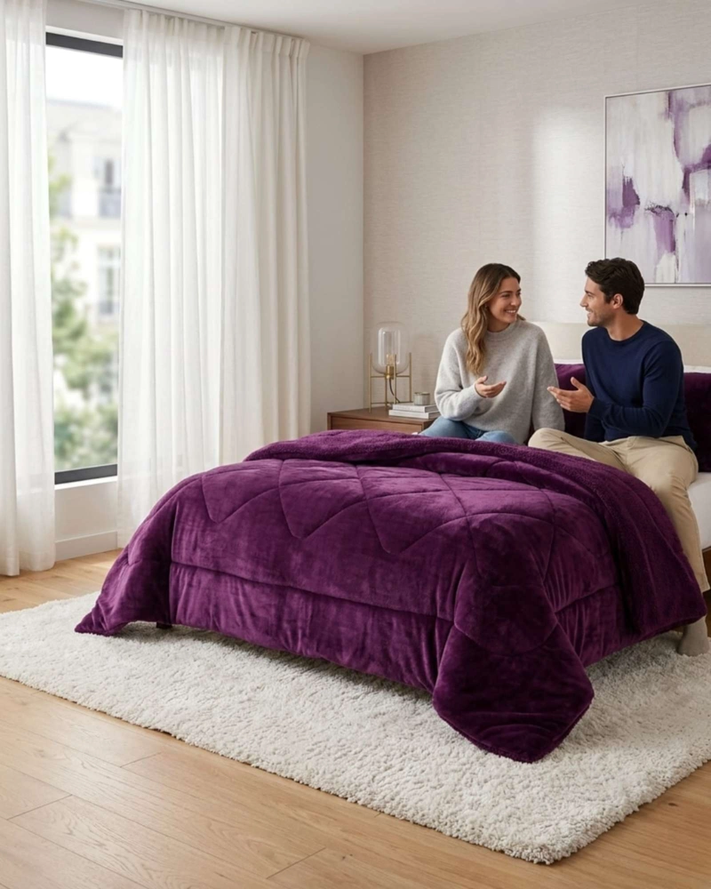 CUBRECAMAS SHERPA 2 PLAZAS PLUSH ULTRA SUAVE DE LUJO - 2