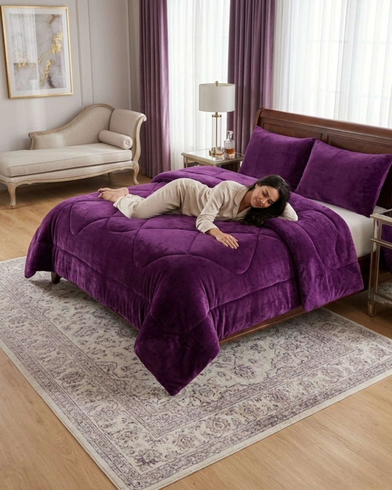 CUBRECAMAS SHERPA 2 PLAZAS PLUSH ULTRA SUAVE DE LUJO - 3