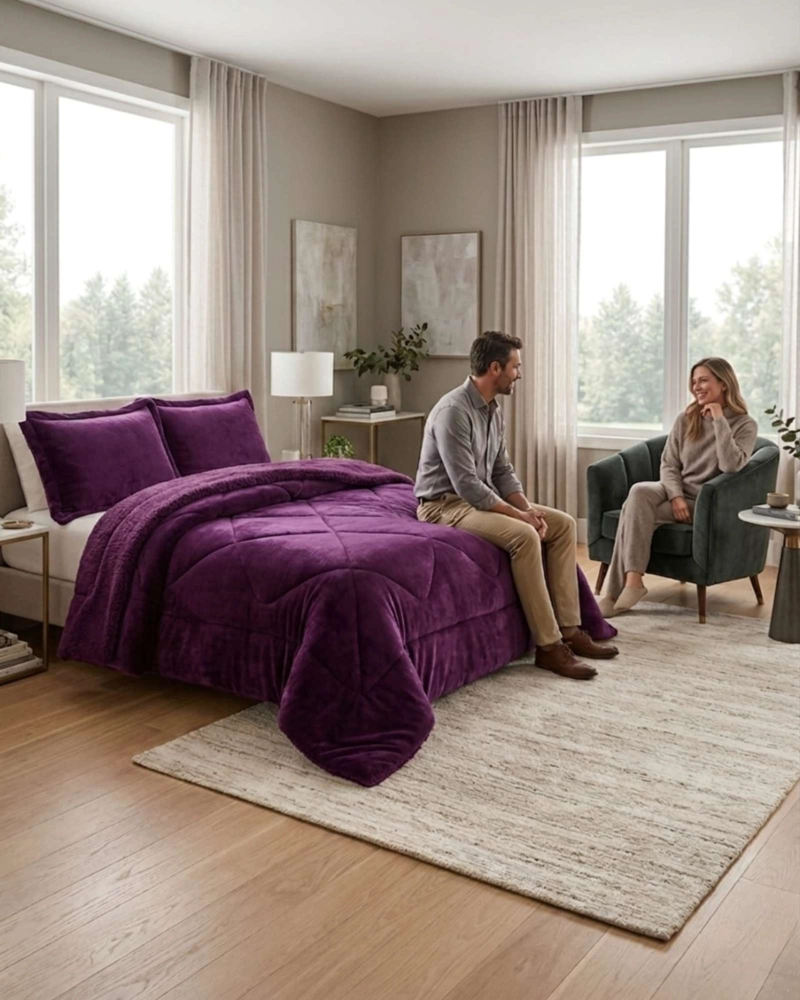 CUBRECAMAS SHERPA 2 PLAZAS PLUSH ULTRA SUAVE DE LUJO - 4