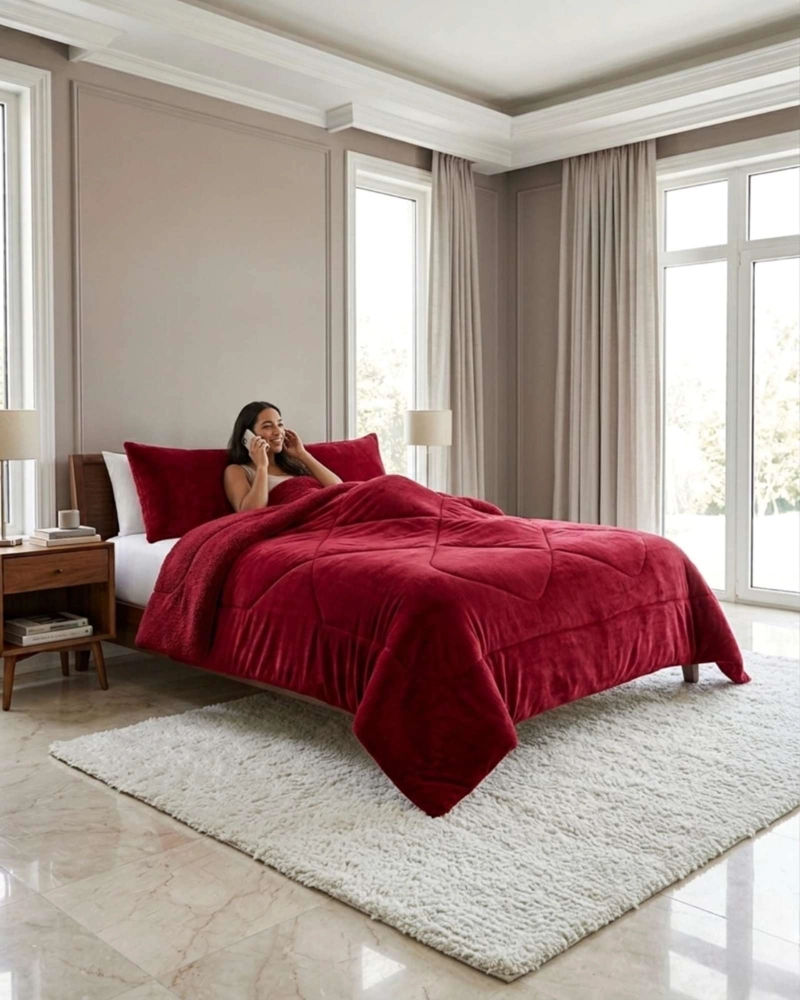 CUBRECAMAS SHERPA 2 PLAZAS PLUSH ULTRA SUAVE DE LUJO - 2