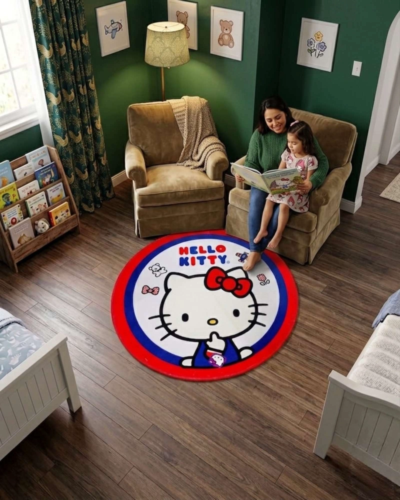 ALFOMBRA DE JUEGO PARA NIÑOS CIRCULAR SUAVE 80CM DE HELLO KITTY - 1