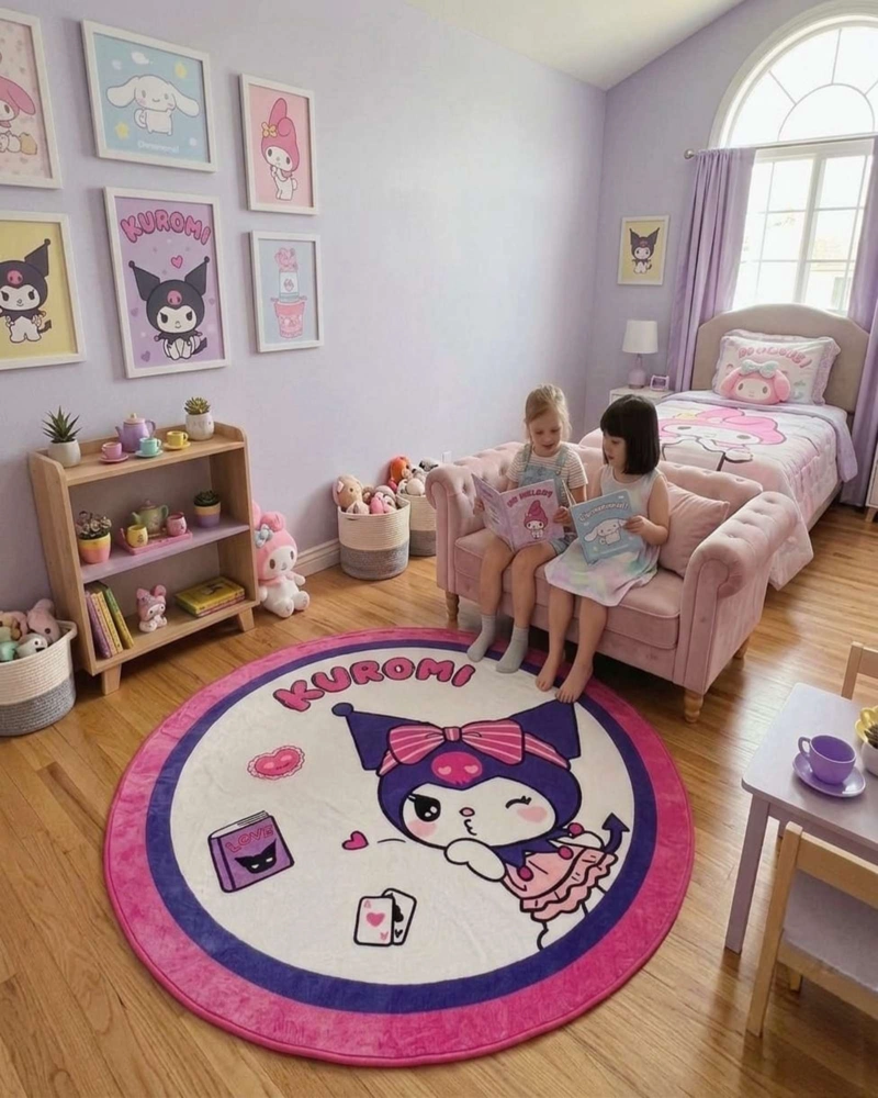 ALFOMBRA DE JUEGO PARA NIÑOS CIRCULAR SUAVE 80CM DE KUROMI - 4