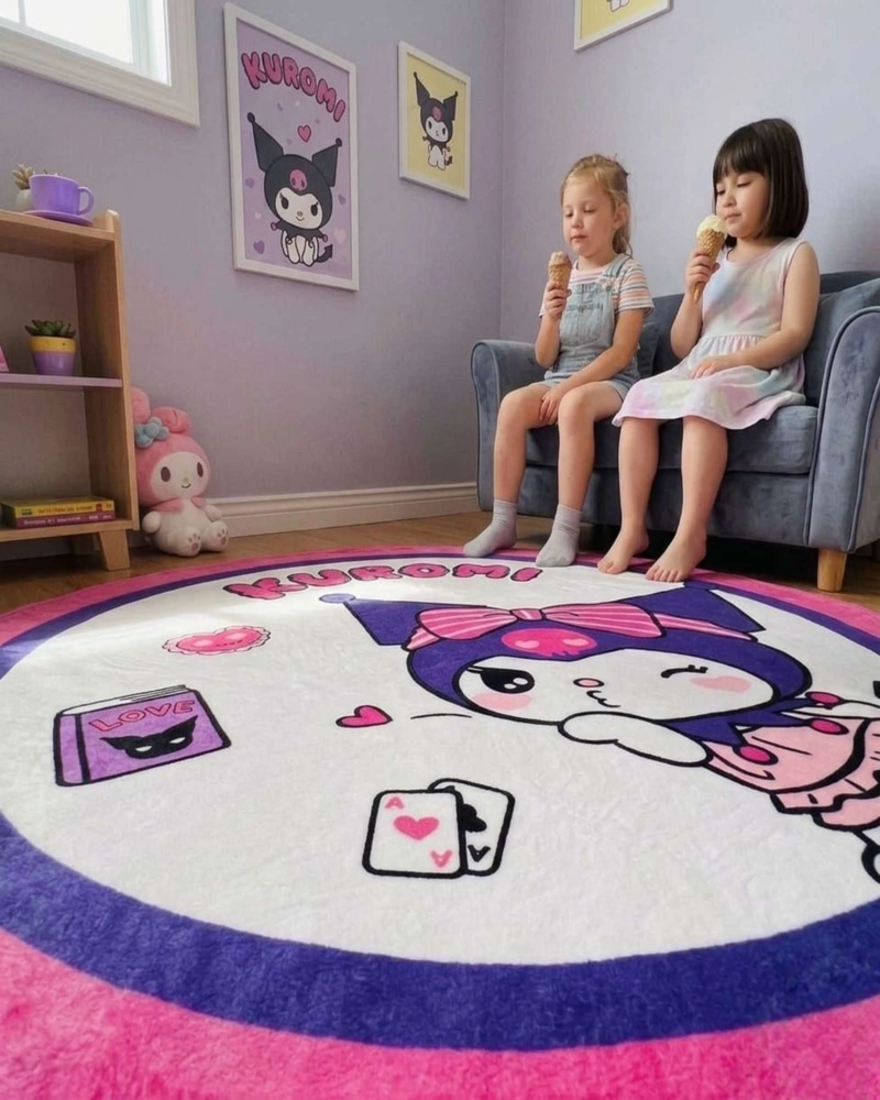 ALFOMBRA DE JUEGO PARA NIÑOS CIRCULAR SUAVE 80CM DE KUROMI - 5