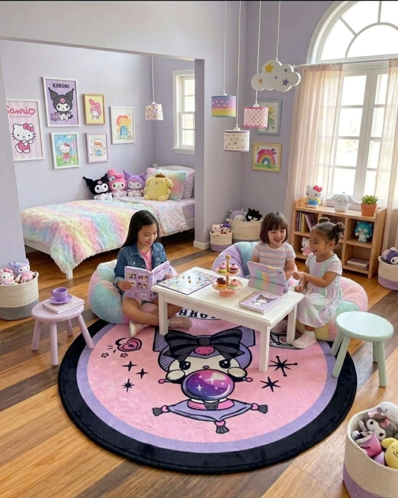 ALFOMBRA DE JUEGO PARA NIÑOS CIRCULAR SUAVE 80CM DE KUROMI - 3