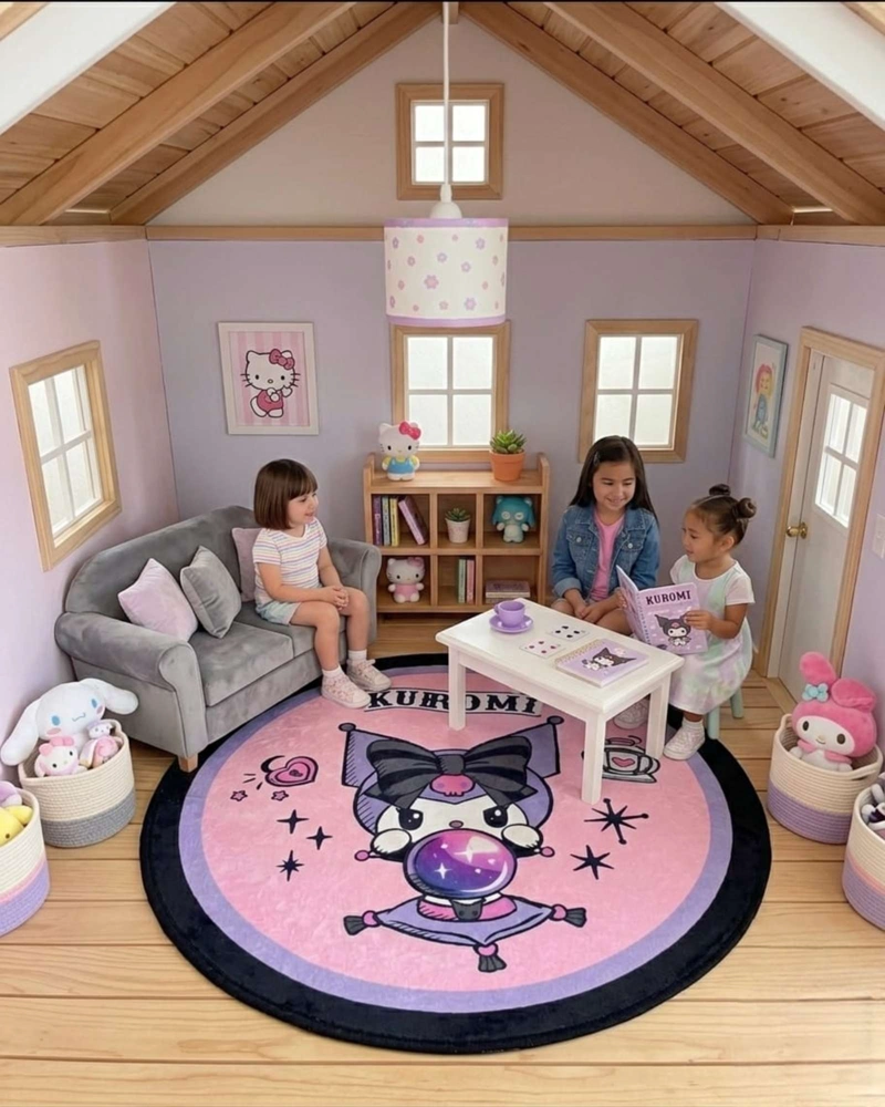 ALFOMBRA DE JUEGO PARA NIÑOS CIRCULAR SUAVE 80CM DE KUROMI - 4