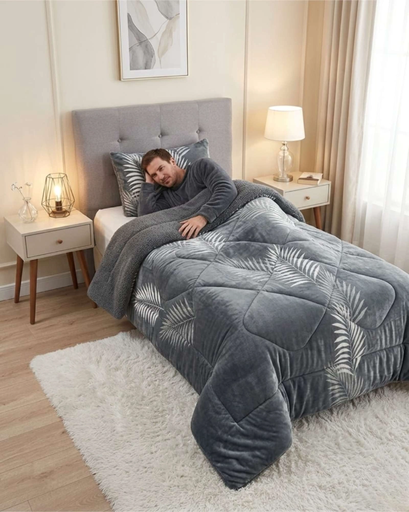 CUBRECAMA PLUMON SHERPA PLAZA Y MEDIA ULTRA SUAVE - 1