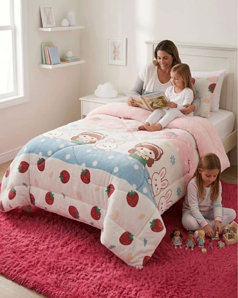CUBRECAMA PLUMON SHERPA PLAZA Y MEDIA ULTRA SUAVE - 5