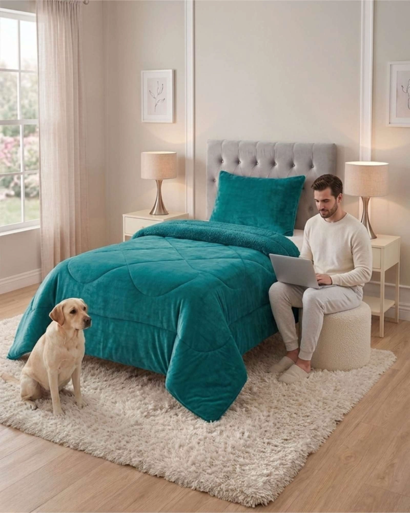 CUBRECAMA PLUMON SHERPA PLAZA Y MEDIA ULTRA SUAVE - 1