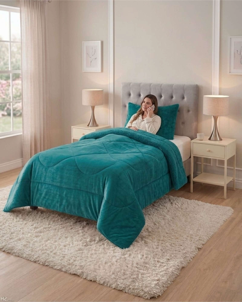 CUBRECAMA PLUMON SHERPA PLAZA Y MEDIA ULTRA SUAVE - 5