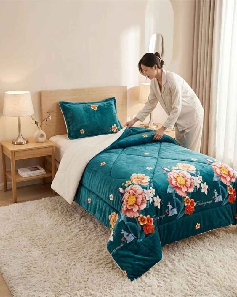CUBRECAMA PLUMON SHERPA PLAZA Y MEDIA ULTRA SUAVE - 4