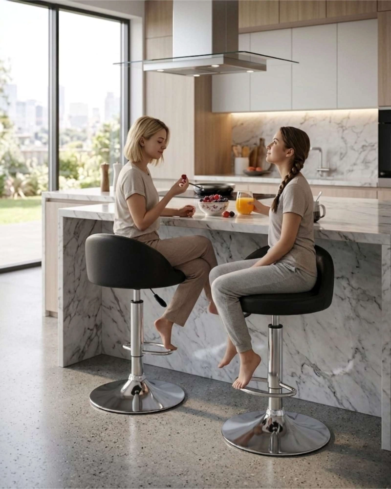 SET 2 SILLAS DE BAR ERGONOMICAS AJUSTABLE CON APOYAPIE S - 1