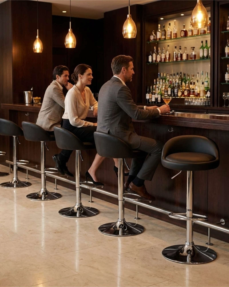 SET 2 SILLAS DE BAR ERGONOMICAS AJUSTABLE CON APOYAPIE S - 3