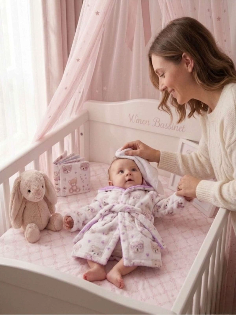 BATA DE BAÑO BEBE  CON CAPUCHA 0-6 MESES POLAR - 6
