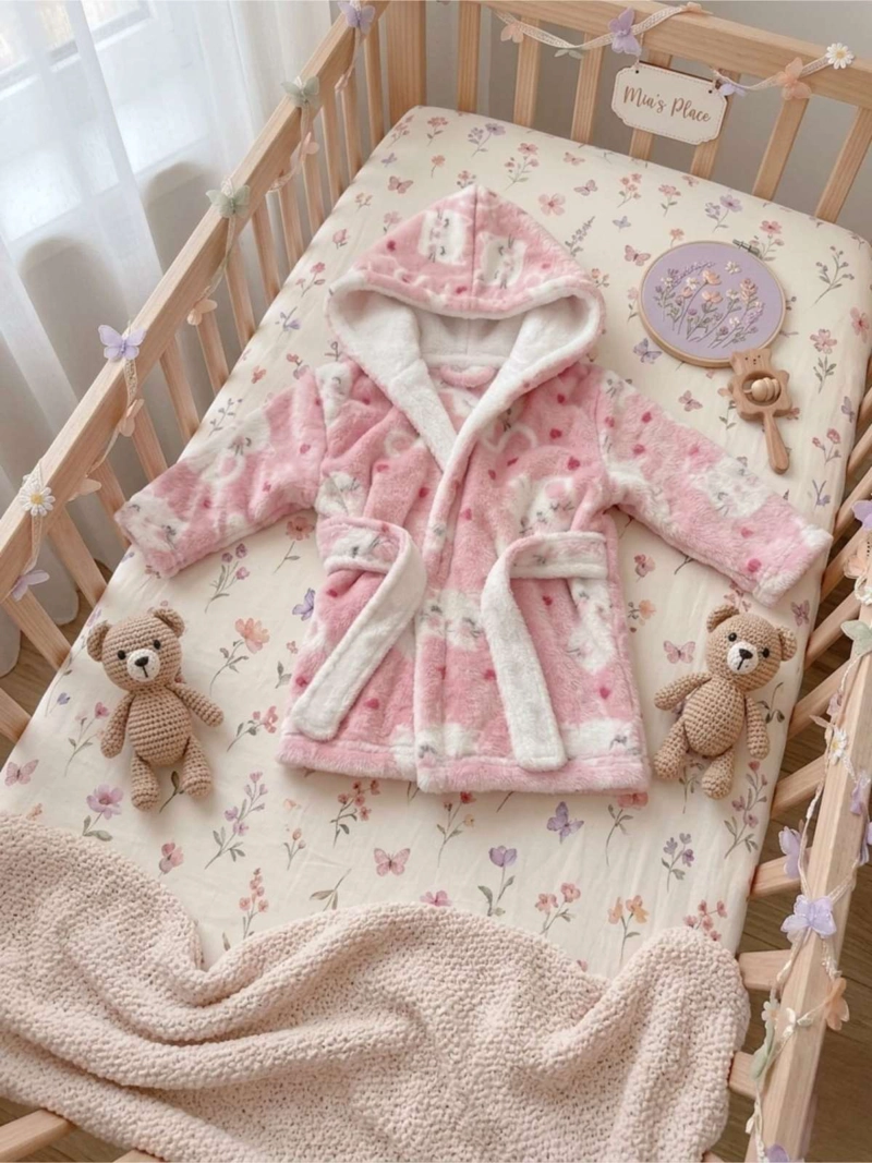 BATA DE BAÑO BEBE  CON CAPUCHA 0-6 MESES POLAR - 2