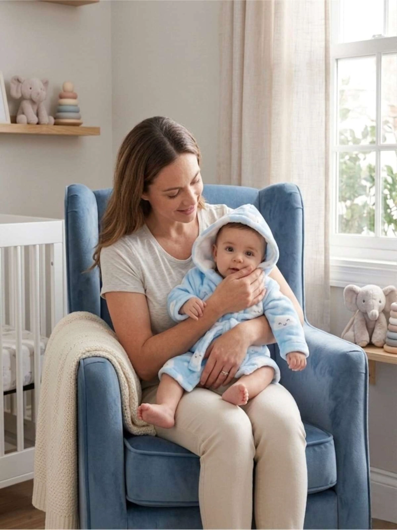 BATA DE BAÑO BEBE  CON CAPUCHA 0-6 MESES POLAR - 7