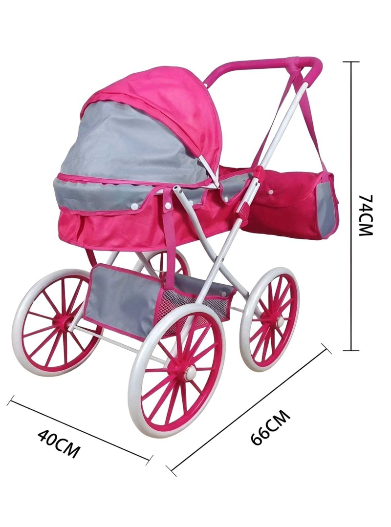 COCHE DE PASEO PARA MUÑECAS DISEÑO CLASICO + BOLSO ACCESORIOS - 7