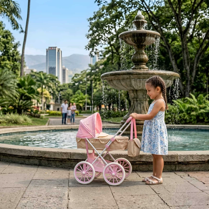 COCHE DE PASEO PARA MUÑECAS DISEÑO CLASICO + BOLSO ACCESORIOS - 4