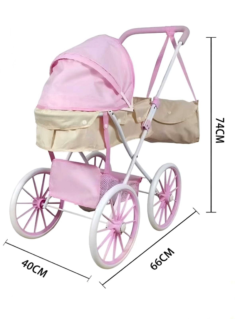 COCHE DE PASEO PARA MUÑECAS DISEÑO CLASICO + BOLSO ACCESORIOS - 7