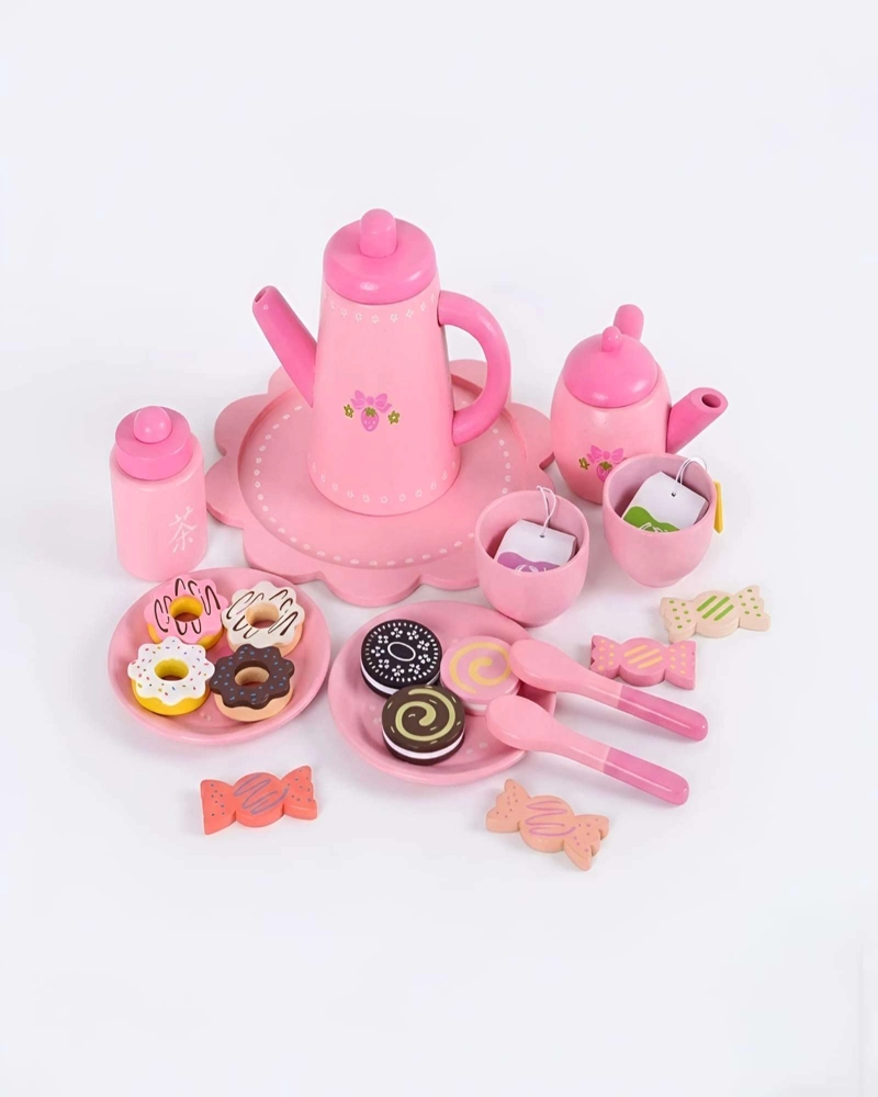 SET DE TE  DE MADERA INFANTIL JUGUETE DE COCINA Y POSTRES - 6