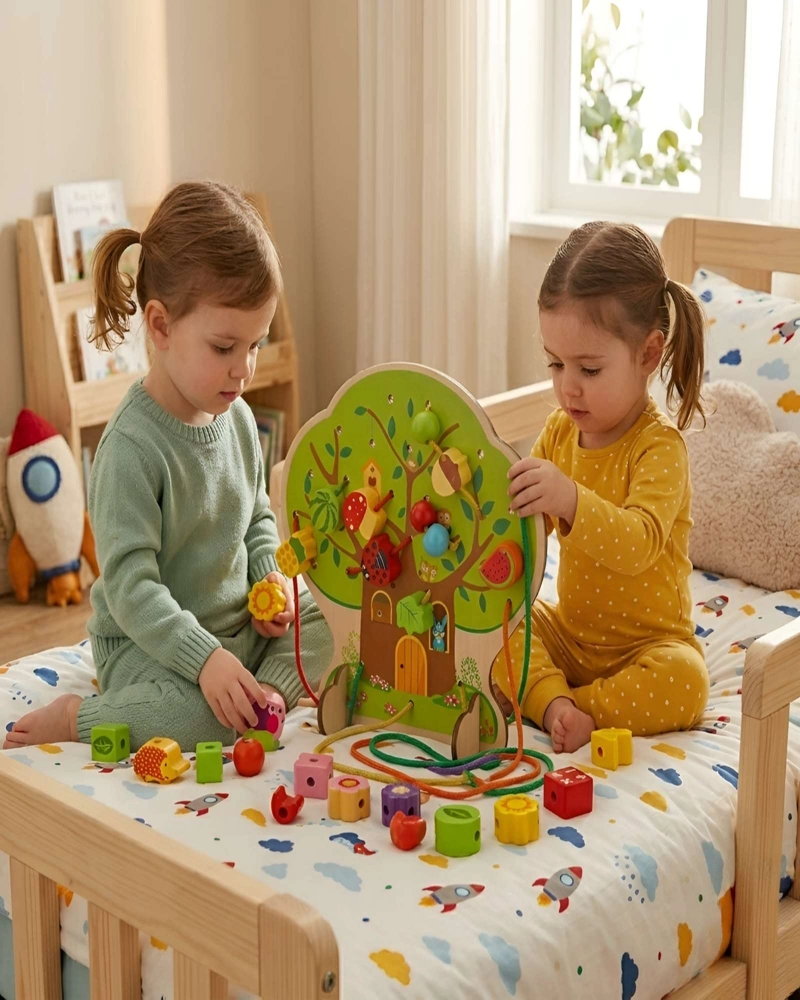 JUEGO ENHEBRADO DE MADERA ARBOL DIDACTICO MOTRICIDAD FINA INFANTIL - 6