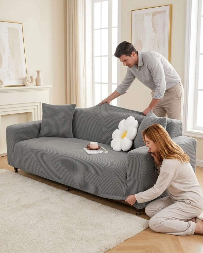 FUNDA ELASTICA PARA SOFA 4 CUERPOS POLAR TEXTURIZADO - 2