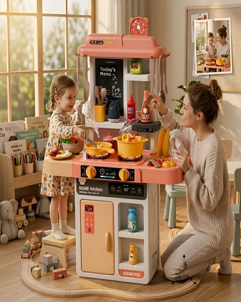 COCINA DE JUGUETE INFANTIL 68CM CON LUZ, SONIDO Y 43 ACCESORIOS - 4