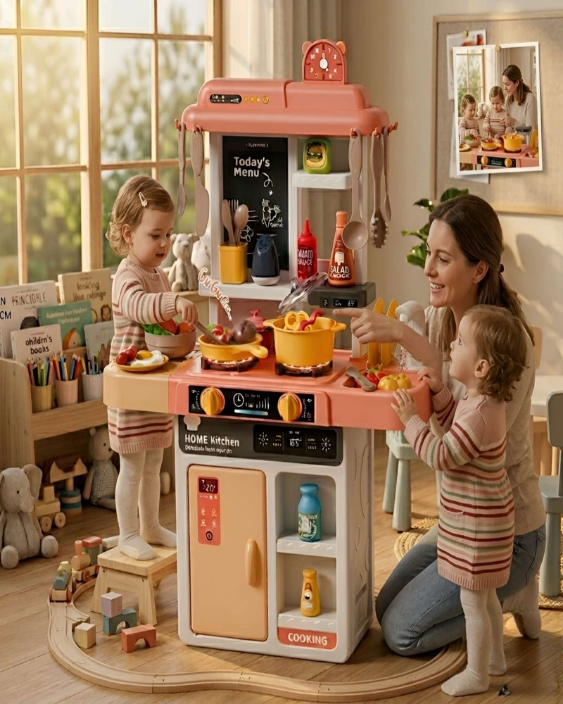 COCINA DE JUGUETE INFANTIL 68CM CON LUZ, SONIDO Y 43 ACCESORIOS - 5