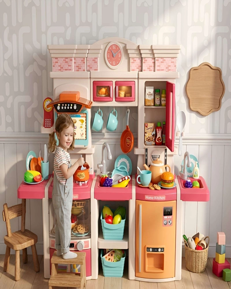 COCINA DE JUGUETE INFANTIL 108 PIEZAS CON SONIDO Y SALIDA DE AGUA - 4