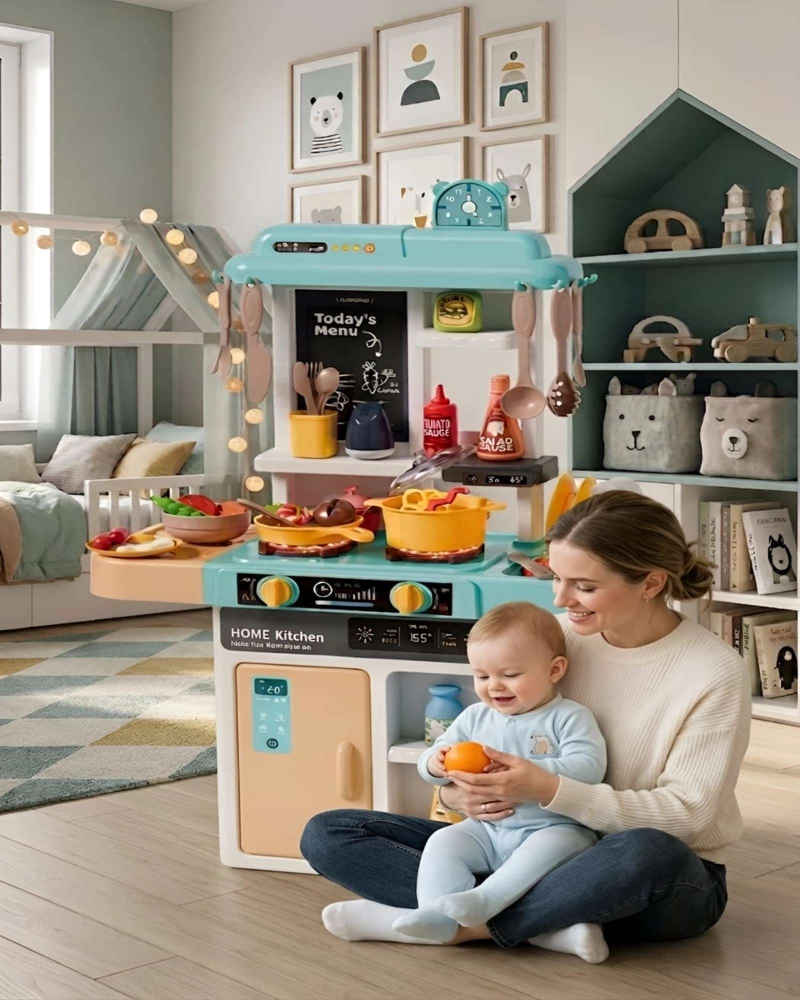 COCINA DE JUGUETE INFANTIL 68CM CON LUZ, SONIDO Y 43 ACCESORIOS - 3