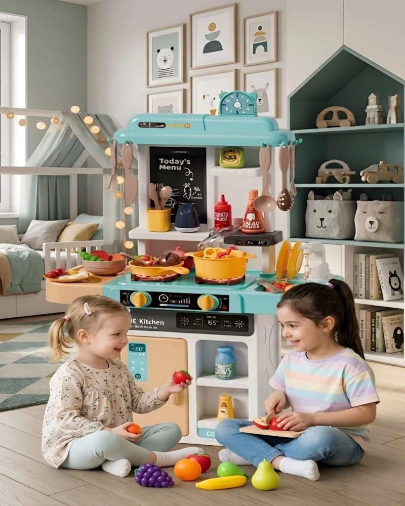 COCINA DE JUGUETE INFANTIL 68CM CON LUZ, SONIDO Y 43 ACCESORIOS - 4