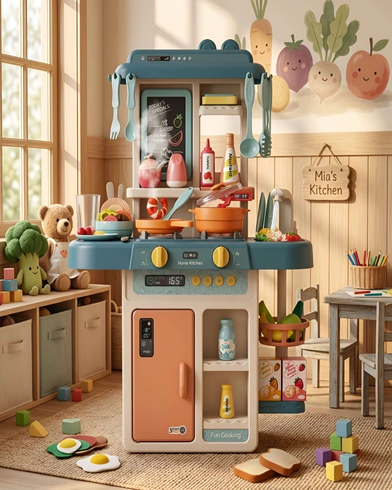 COCINA DE JUGUETE INFANTIL 63CM CON SONIDO, AGUA Y 55 ACCESORIOS - 3