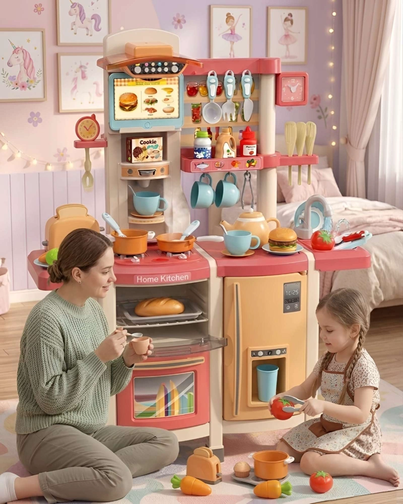 COCINA DE JUGUETE INFANTIL 100CM CON SONIDO, AGUA Y 66 ACCESORIOS - 1