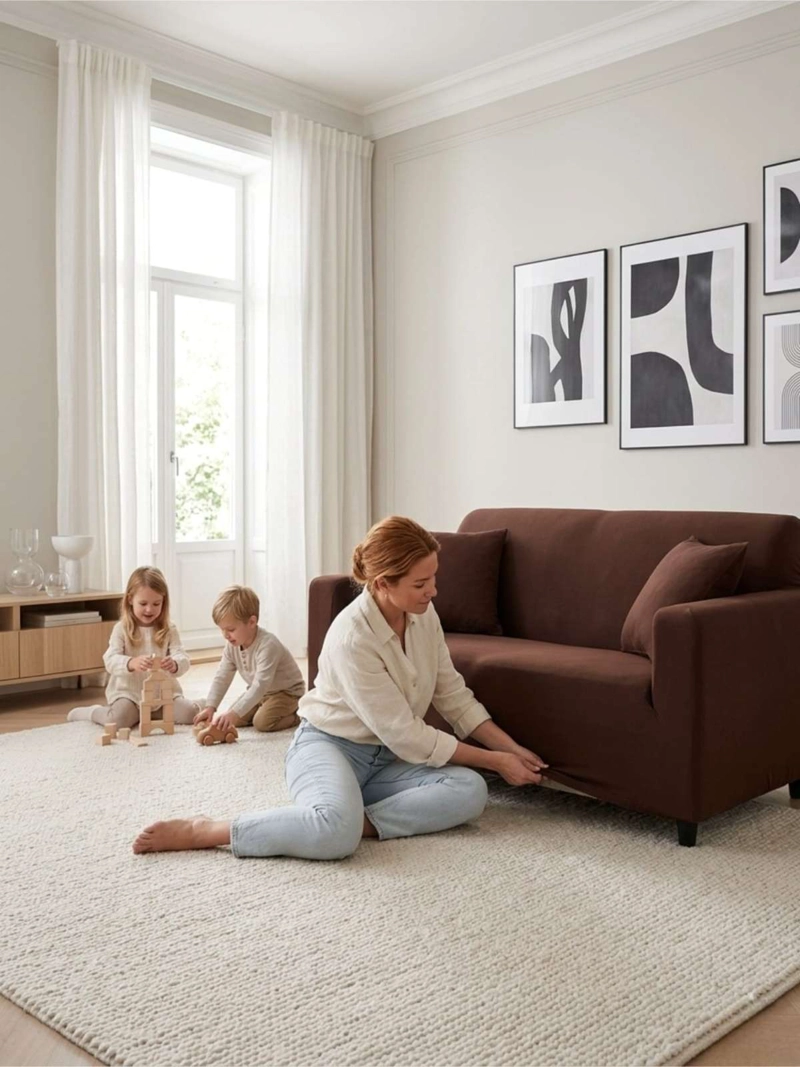FUNDA DE SOFA TELA LISA ELASTICADA 1 CUERPOS - 5