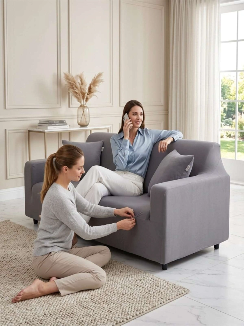 FUNDA DE SOFA TELA LISA ELASTICADA 1 CUERPOS - 5