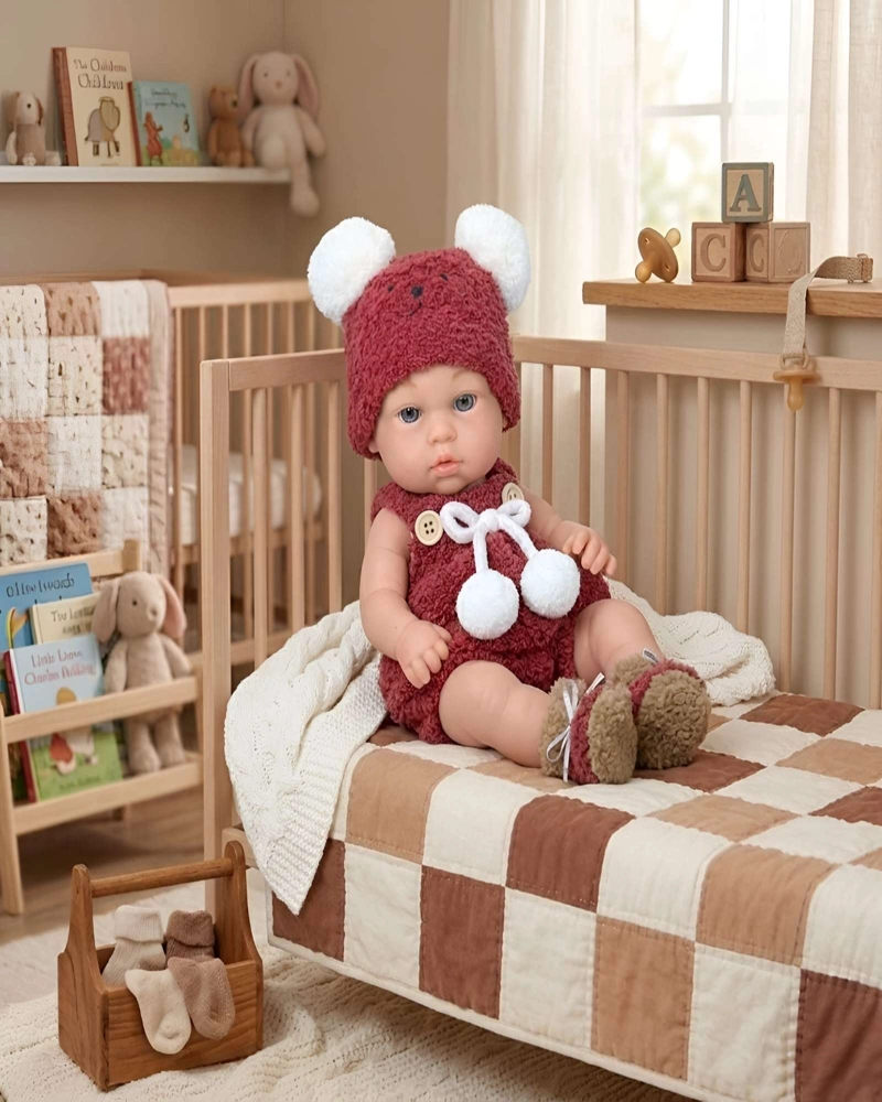 MUÑECA BABY SO LOVELY REALISTA CON ROPA DE PELUCHE AZUL 31 CM - 2