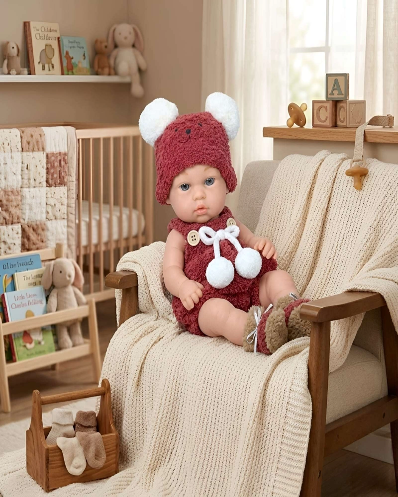 MUÑECA BABY SO LOVELY REALISTA CON ROPA DE PELUCHE AZUL 31 CM - 5