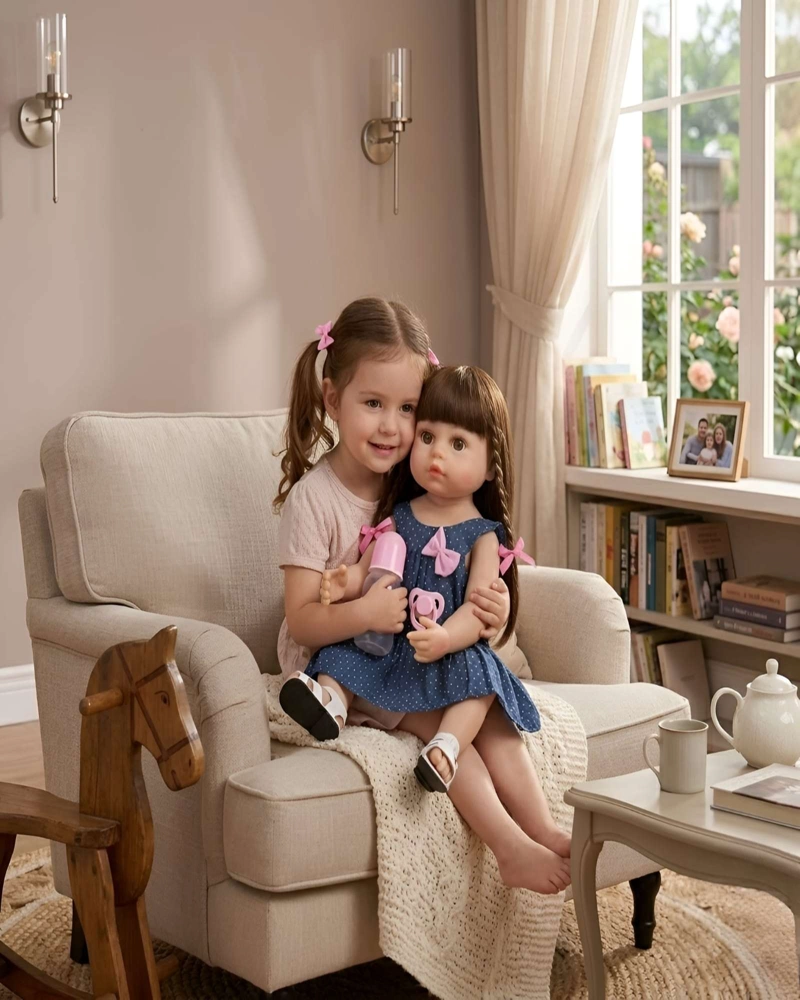 MUÑECA BEBE  REALISTA CON CABELLO Y ACCESORIOS - ESTILO REBORN PREMIUM - 1