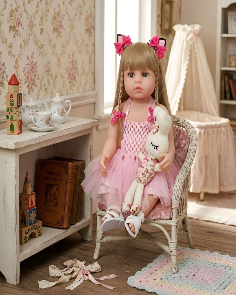 MUÑECA REBORN REALISTA CON ACCESORIOS Y PELUCHE DE CONEJO - 2