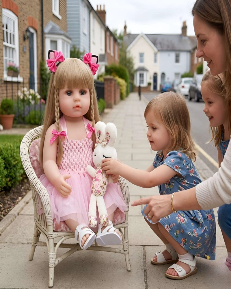 MUÑECA REBORN REALISTA CON ACCESORIOS Y PELUCHE DE CONEJO - 4