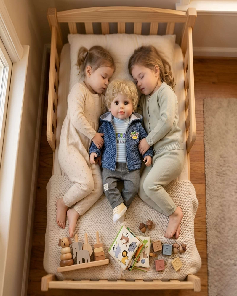 MUÑECO REBORN REALISTA PARA NIÑOS CON CONJUNTO AZUL MELANGE Y CAPUCHA - 5