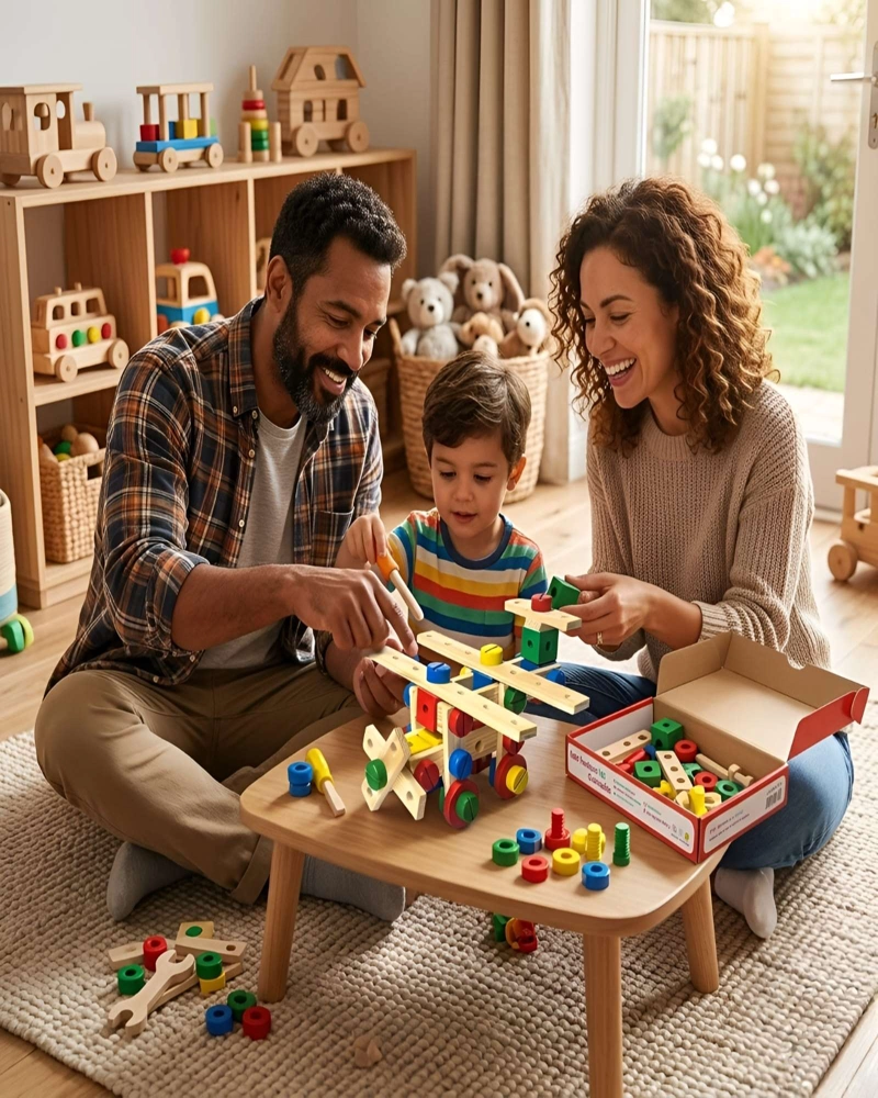 JUGUETE EDUCATIVO MONTESSORI DE MADERA KIT CONSTRUCCION 3D - 1