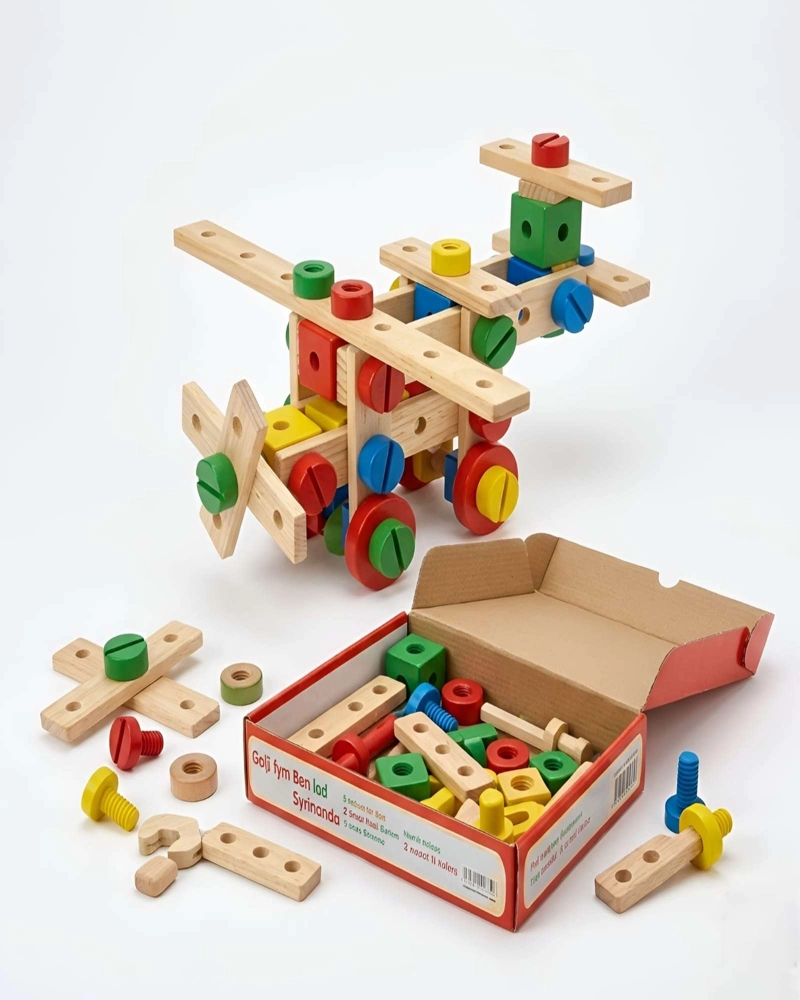 JUGUETE EDUCATIVO MONTESSORI DE MADERA KIT CONSTRUCCION 3D - 6