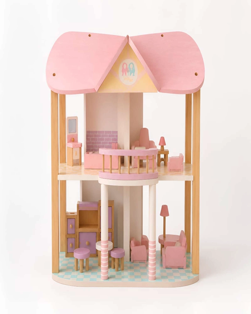 CASA DE MUÑECAS DE MADERA CON MUEBLES Y ACCESORIOS - 5