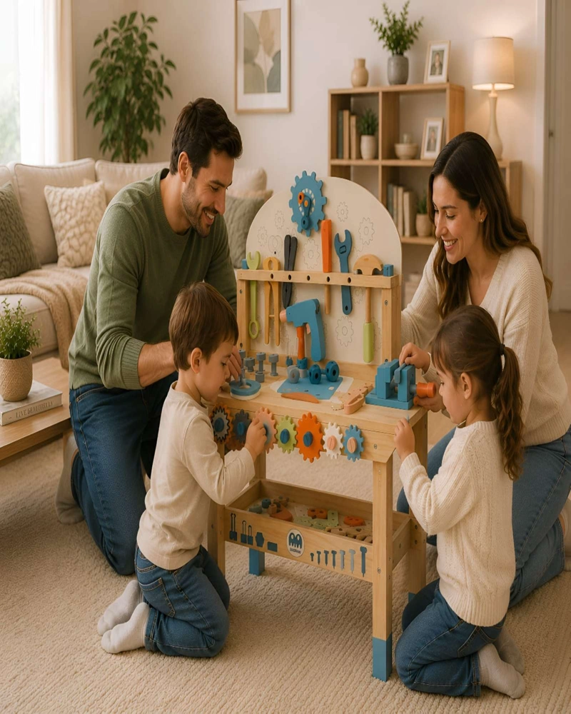 BANCO DE TRABAJO DE MADERA INFANTIL - SET DE HERRAMIENTAS DE JUGUETE - 6