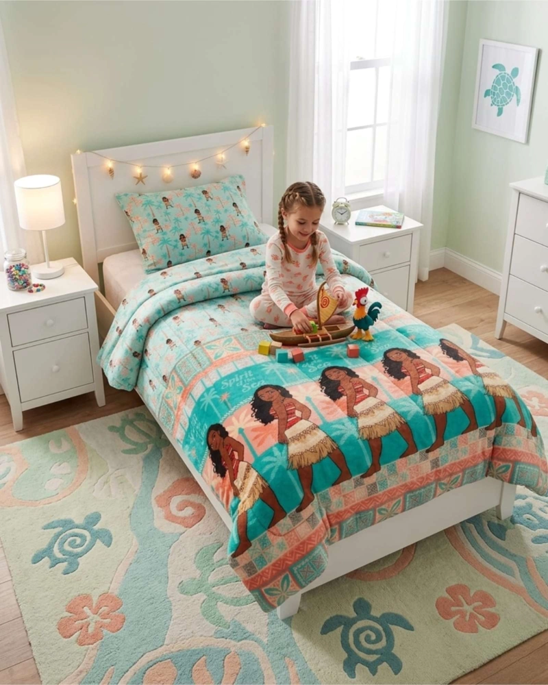 PLUMON LIVIANO INFANTIL CON FUNDA DISEÑO PLAYA Y PALMERAS PLAZA Y MEDIA - 6
