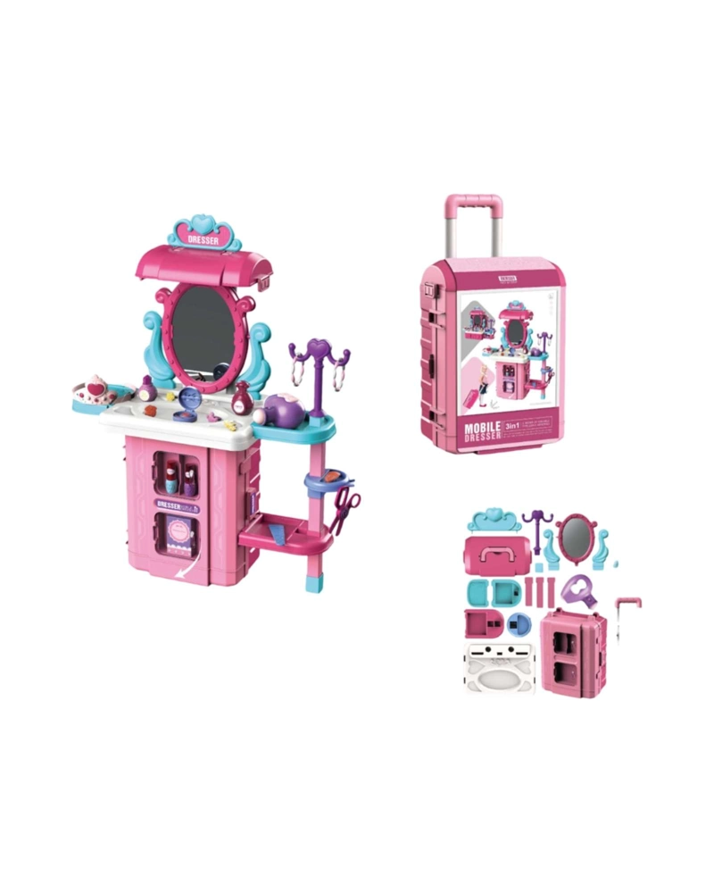 TOCADOR INFANTIL CON ESPEJO Y ACCESORIOS 3 EN 1 MALETA DE BELLEZA - 6