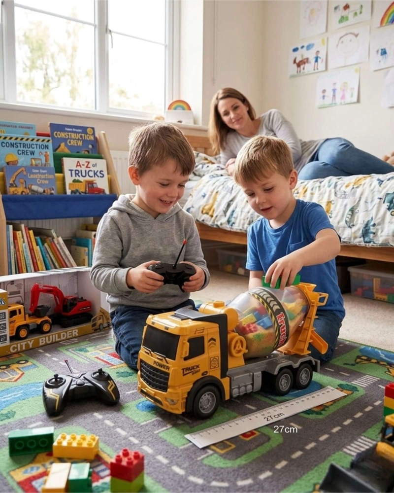 CAMION DE CONSTRUCCION MEZCLADOR DE CEMENTO INFANTIL A FRICCION - 1