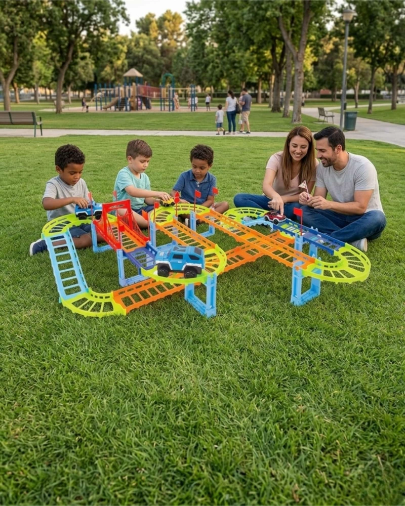 PISTA DE AUTOS MAGICA FLEXIBLE Y ARMABLE 52 PIEZAS - 3