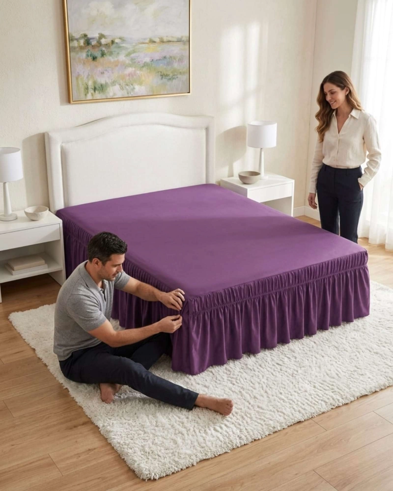 FALDON PARA CAMA KING CUBRE BASE PREMIUM CON PLIEGUES - 2